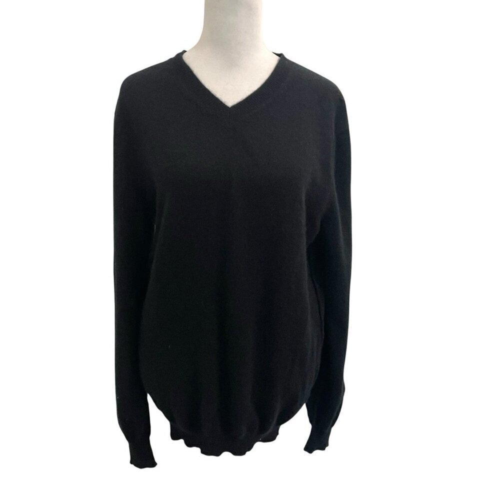 Naadam 100% Cashmere V-Neck Long Sleeve Knit Sweater Black Women's size Small